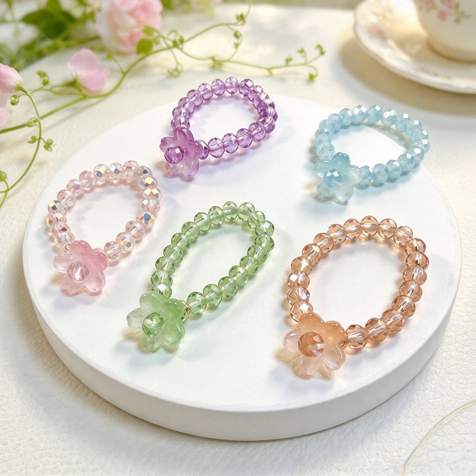 5pc Bohemian Flower Ring Set